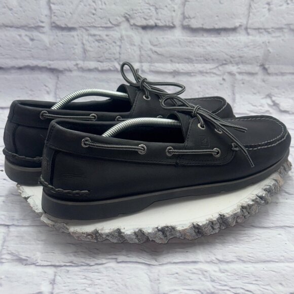 Sperry Top-Sider Men's Leeward 2 Eye Boat Shoe Black Leather Size 13 M - Picture 4 of 9